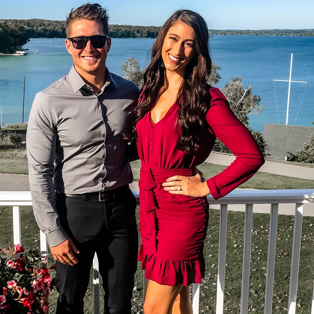 Endless Rose Ruffle Long Sleeve Mini Dress Burgundy